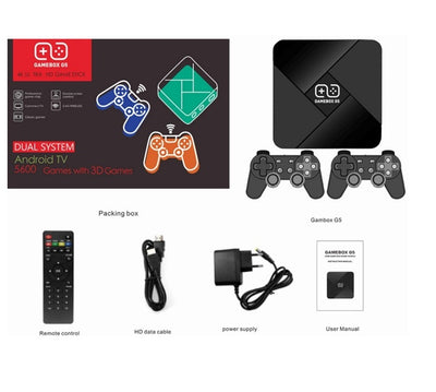 Black G5 Game BOX console with geometric design and two matching black gamepads for TV gaming. - Image 10