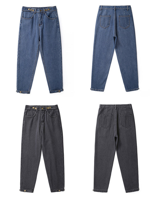 Jeans Sueltos de Cintura Alta Estilo Coreano para Mujer - Image 4