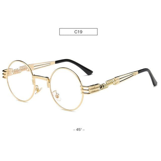 Gafas de Sol Redondas Steampunk Doradas con Cristales Espejados - Estilo Retro Vintage Unisex - Image 8