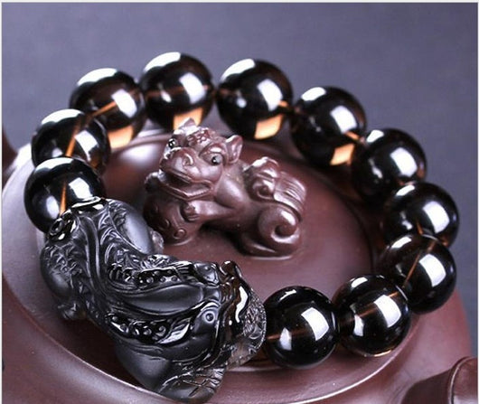 Pulsera de Obsidiana Negra para Hombre con Cabeza de Dragón - Amuleto de Poder y Éxito - Image 3