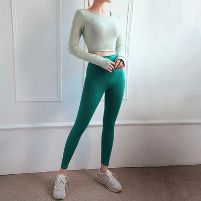 Conjunto de Yoga Otoño-Invierno: Top Espalda Hueca + Pantalón Cintura Alta Efecto Melocotón - Image 5