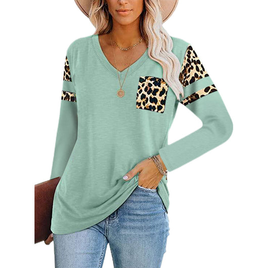 Blusa Estampado Leopardo con Cuello V y Mangas Largas - Image 3