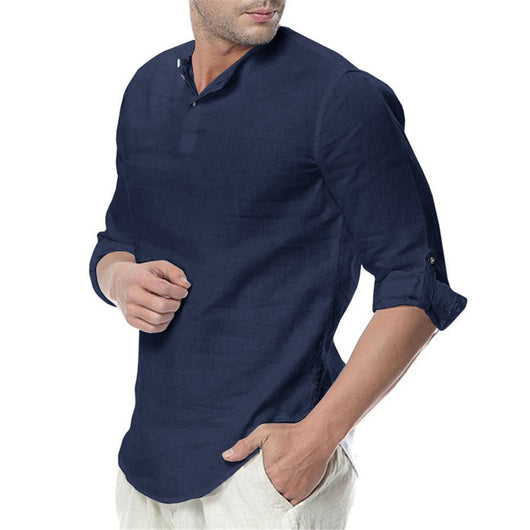 Camisa Casual Hombre Básica de Color Sólido - Image 12