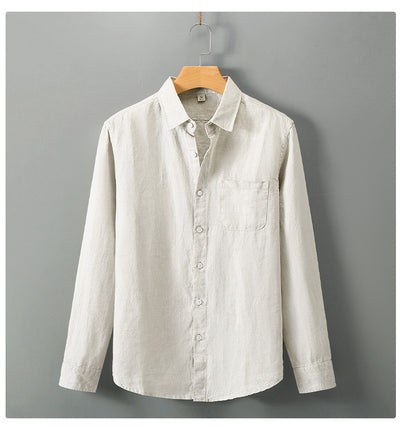 Camisa de Lino Manga Larga Suelta para Hombre - Fresca y Casual - Image 13