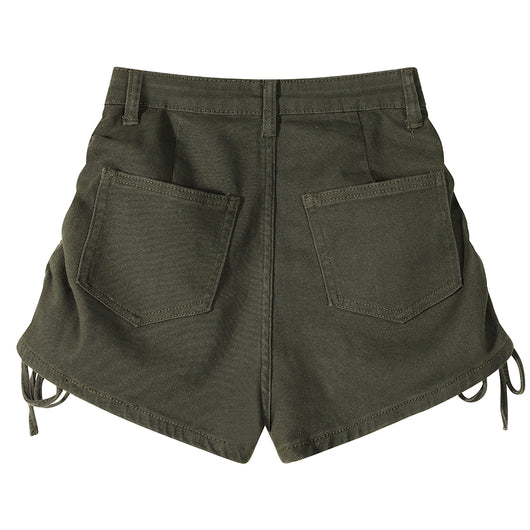Shorts Denim Cintura Alta con Cordón y Pierna Ancha - Image 3
