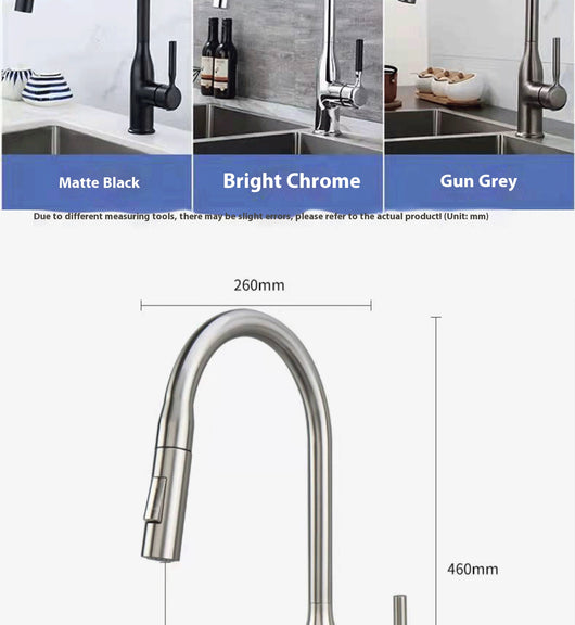 Grifo de Cocina Gris Grafito con Caño Extraíble y Doble Salida de Agua - Image 16