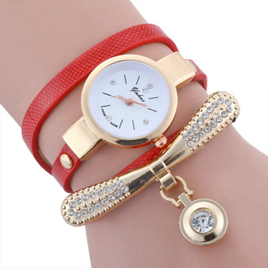 Reloj de Pulsera de Cuarzo Circular para Mujer con Correa de Cuero - Image 6