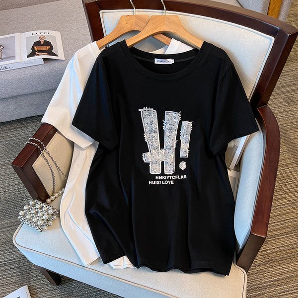 Blusa Básica Escote Redondo Talla Grande con Efecto Reductor de Manga Corta