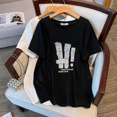 Blusa Básica Escote Redondo Talla Grande con Efecto Reductor de Manga Corta