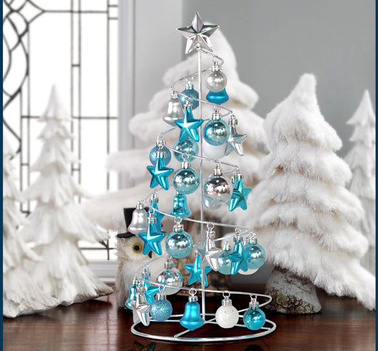 Árbol Navideño Metálico Miniatura con Bolas Decorativas para Escritorio - Image 3