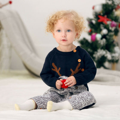 Pijama navideño unisex con estampado de reno para niños y niñas - Image 3