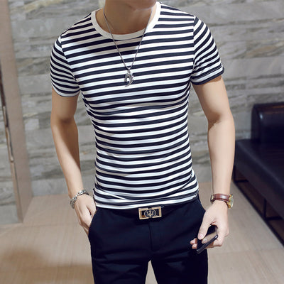 Playera de Rayas Coreana para Hombre - Image 5