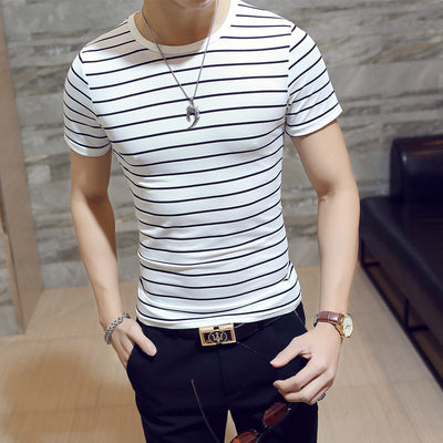 Playera de Rayas Coreana para Hombre - Image 4