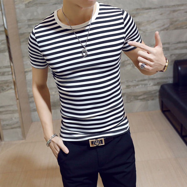 Playera de Rayas Coreana para Hombre