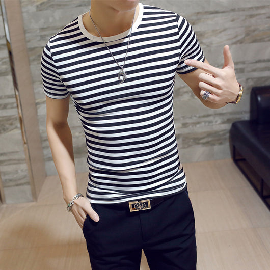 Playera de Rayas Coreana para Hombre - Image 2