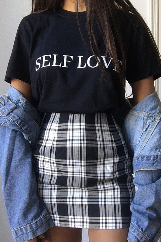 Falda A-línea Cuadros Británicos Negro y Blanco Retro - Image 2