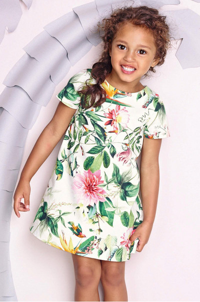 Vestido Infantil de Algodón con Estampado Floral Jacquard - Image 14