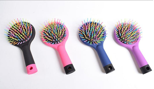 Cepillo Desenredante Antiestático con Espejo - Masaje Ondulado para Cabello Liso