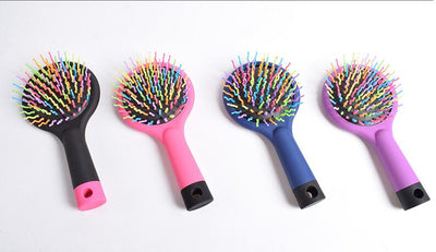 Cepillo Desenredante Antiestático con Espejo - Masaje Ondulado para Cabello Liso