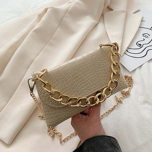Bolso Mensajero Retro Estampado en Piedra con Cadena para Mujer - Image 6