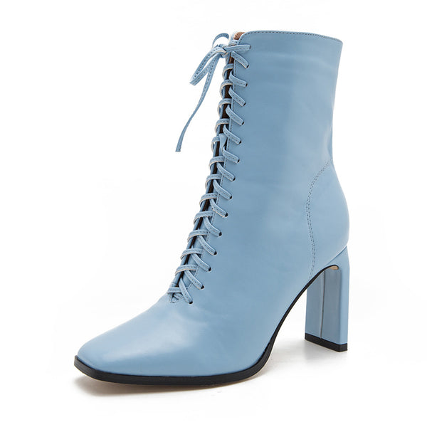 Botas de Tacón con Cordones Frontales - Estilo Europeo y Americano para Mujer - Image 3