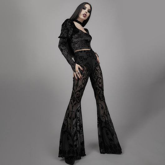 Pantalones Boho Transparentes Acampanados para Mujer - Image 3