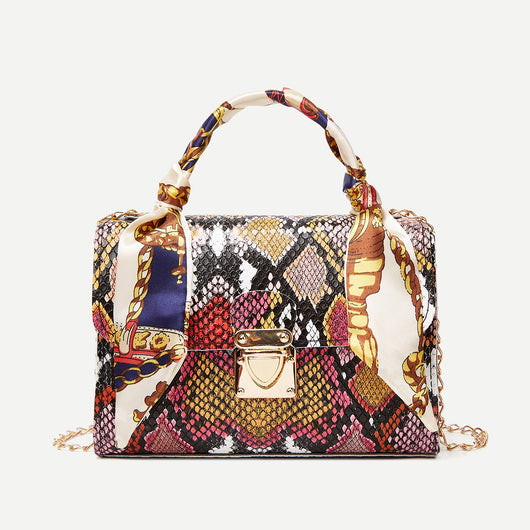 Bolso Pañuelo de Seda con Estampado Serpiente Multicolor - Image 14