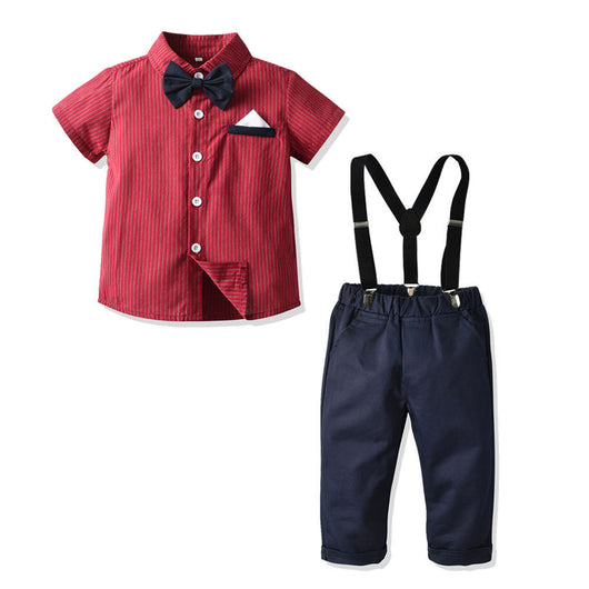 Traje Formal para Niño con Corbatín, Tirantes y Pantalón Rojo - Image 2