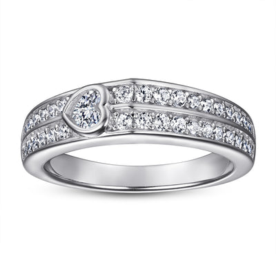 Anillo de Boda para Mujer Corazón con Diamantes en Fila - Image 9
