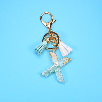 Llavero Colgante Alfabeto Inglés con Borla, Piedra y Detalles en Oro - Image 24