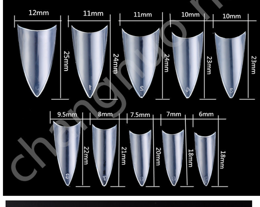 Set de 500 Uñas Postizas Transparentes Puntiagudas - Estándar Coreano - Image 2