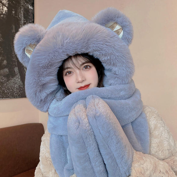 Conjunto Térmico Invierno: Gorro, Bufanda y Guantes Peluche