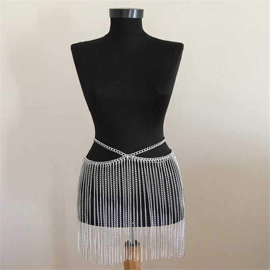 Falda con Cadena de Costura y Flecos Metalizados - Image 11
