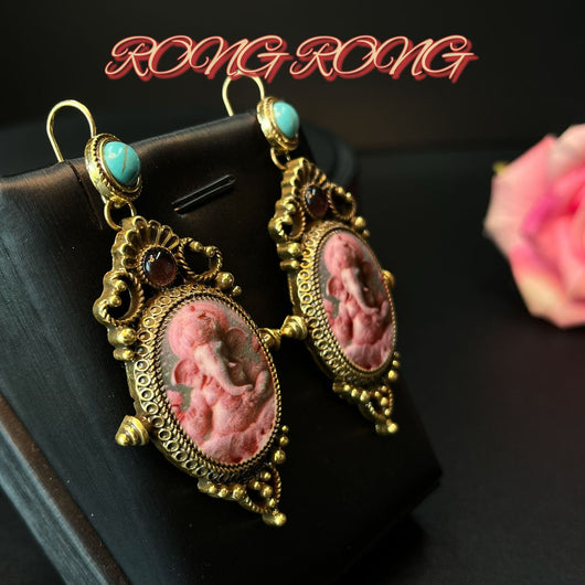 Aretes de Botón Elefante Retro Industrial Vintage - Image 3