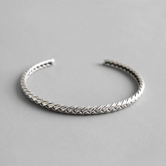 Pulsera Ajustable de Plata 925 con Patrón Tejido