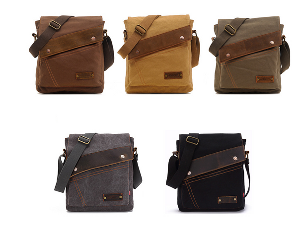 Bolsa de Lona Retro Crossbody Unisex - Bolsa de Hombro Vertical