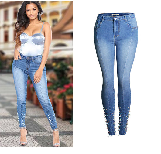 Jeans Slim Skinny Elásticos con Detalles de Cuentas - Image 15