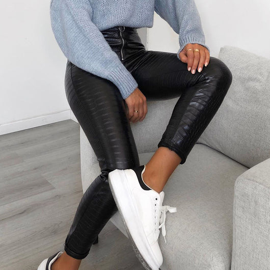 Leggings de Cuero PU con Cierre