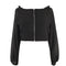 Blusa Manga Abullonada con Malla Entrelazada