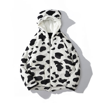 Abrigo Reversible de Peluche Vaca y Panda - Doble Cara para Invierno - Image 12