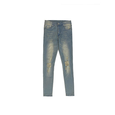 Jeans Slim Fit Desgastados con Efecto Vintage Amarillento - Image 5
