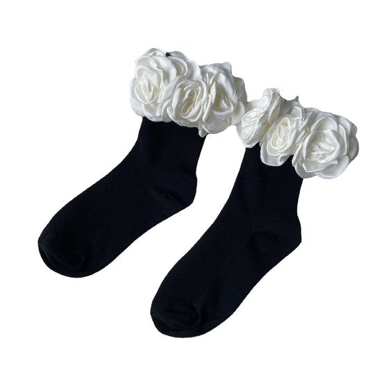 Calcetines Tubo de Algodón con Rayas Florales para Mujer - Image 8