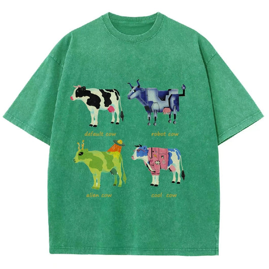 Playera Retro de Algodón con Estampado Divertido de Vaca para Hombre - Image 24