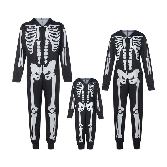 Pijama Familiar Halloween Estampado de Una Pieza para Casa