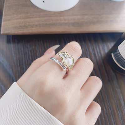 Anillo Ajustable de Perla Luxury con Detalles en Tonos Verdes - Image 4