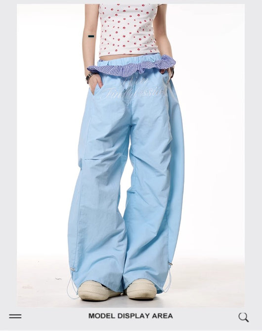 Pantalones Anchos a Cuadros con Costuras Decorativas - Secado Rápido para Mujer - Image 7
