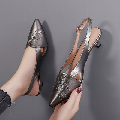 Sandalias de Cuero con Tacón Medio y Punta Afilada - Estilo Verano - Image 12