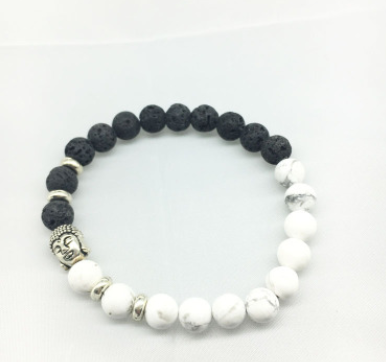 Pulsera de Piedra Volcánica con Cabeza de Buda - Energía y Equilibrio