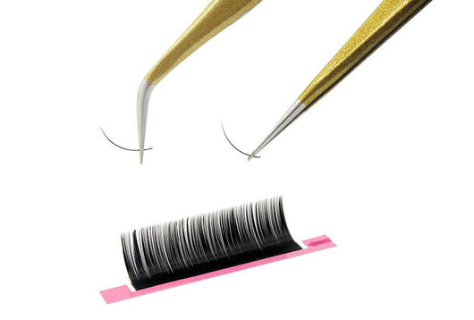 Pinzas Curvas Profesionales para Extensiones de Pestañas - Acero Inoxidable Dorado - Image 2