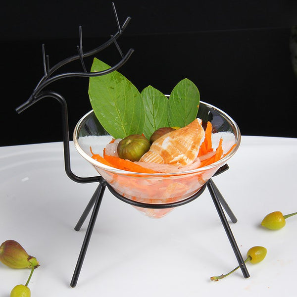 Vajilla de Cristal Transparente Navideño con Diseño de Reno para Cocina Molecular